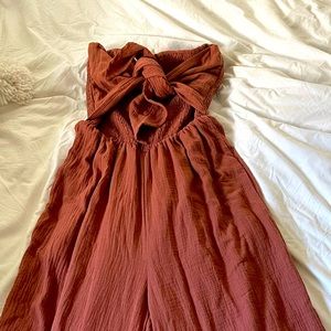 Never worn strapless wide leg jumpsuit